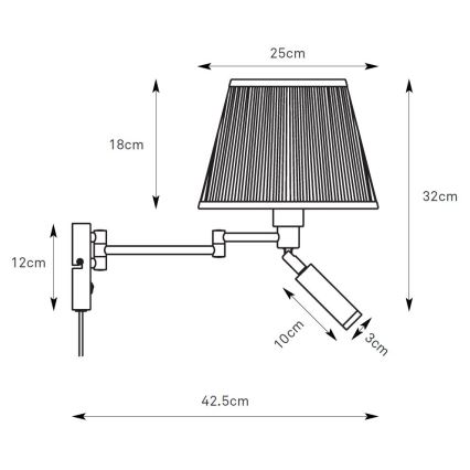 Markslöjd 109016 - LED-vägglampa PIVOT 1xE27/40W/230V + LED/4W krämvit/svart
