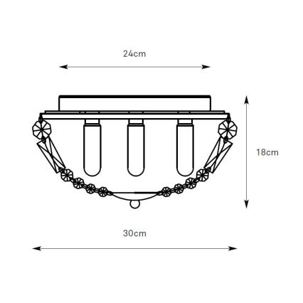 Markslöjd 109031 - Badrumstaklampa ESTELLE 3xG9/20W/230V Ø 30 cm IP44 mässing