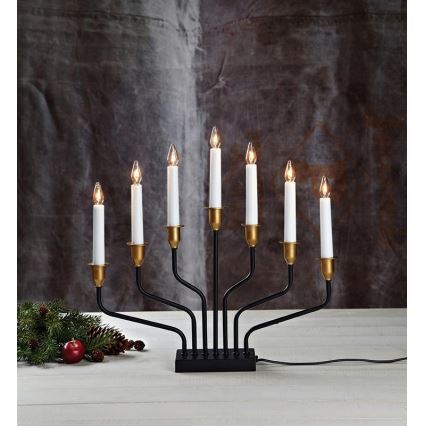 Markslöjd 703578 - Julkandelaber BROSEA 7xE10/3W/230/34V svart