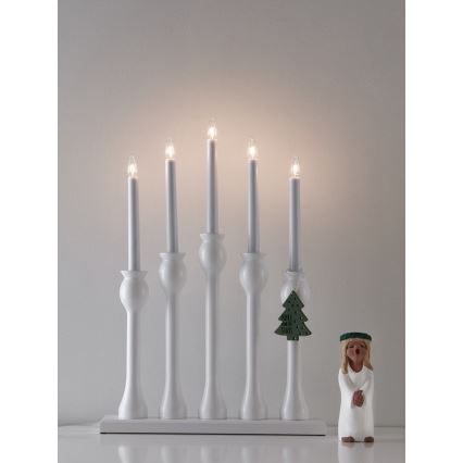 Markslöjd 703800 - Julkandelaber LÖVASA 5xE10/3W/230V vit