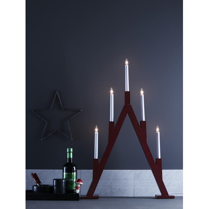 Markslöjd 703836 - Julljusstake BJURFORS 5xE10/3W/55V röd