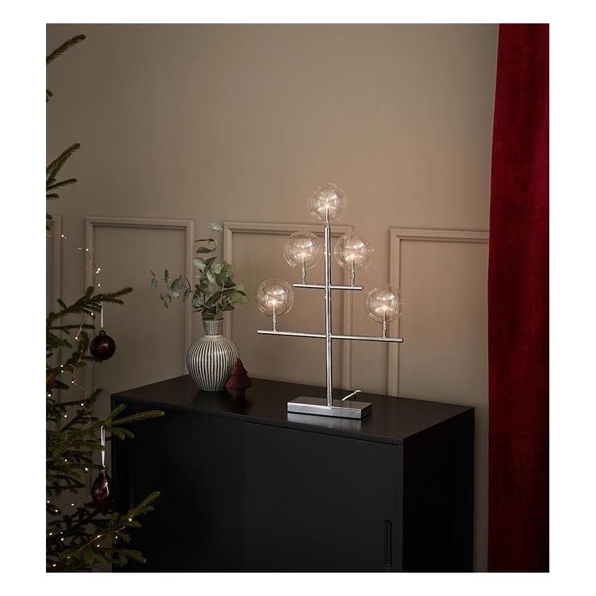 Markslöjd 704820 - Julljusstake MAESTRO 5xE5/0,8W/230/12V skinande krom