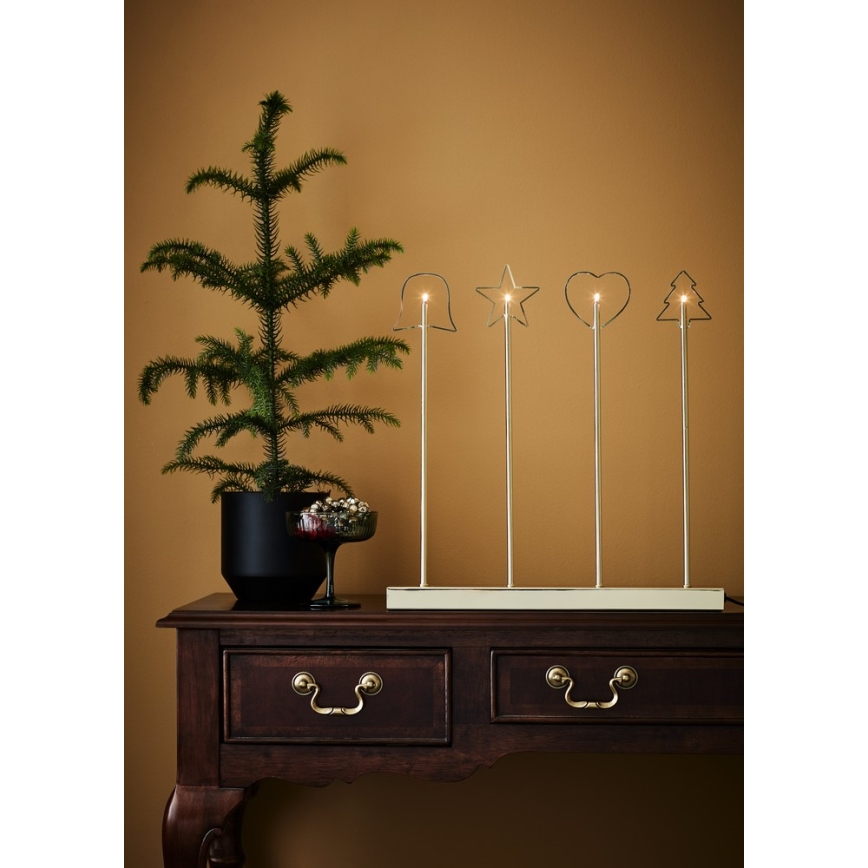 Markslöjd 705254 - Julkandelaber GINGER 4xE5/0,8W/230/12V mässing