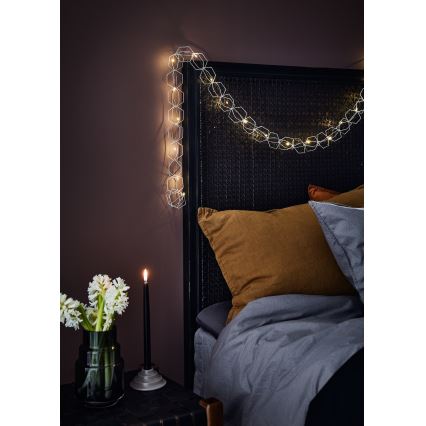 Markslöjd 705753 - LED dekorativ kedja SERVE LED/3xAA 1,9m silver