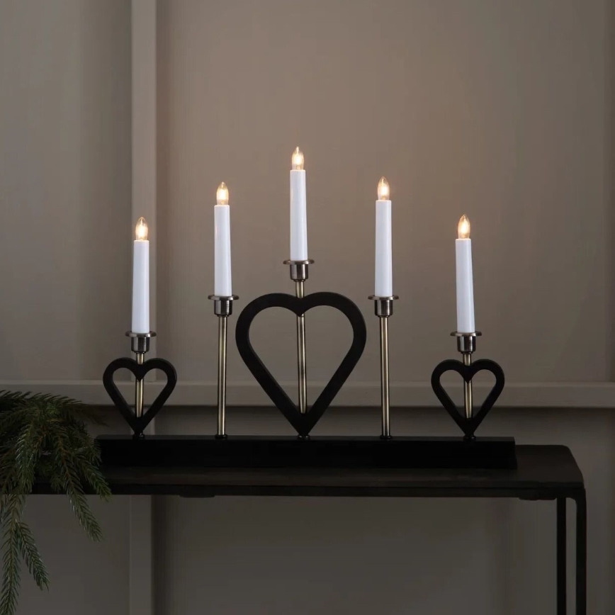 Markslöjd 705938 - Julljusstake MELISSA 5xE10/3W/230V svart/mässing