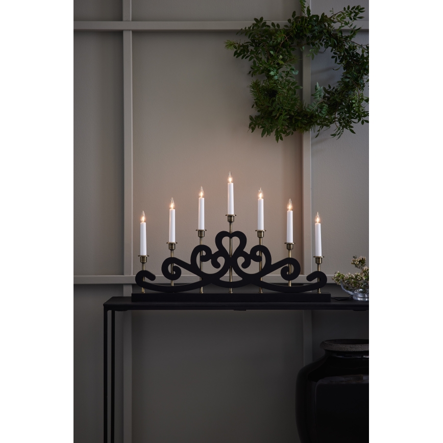 Markslöjd 705966 - Jul-ljusstake NIGHTFALL 7xE10/3W/230V svart/mässing