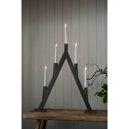 Markslöjd 706163 - Julljusstake BJURFORS 5xE10/3W/230V brun