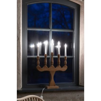 Markslöjd 706279 - Jul-ljusstake SVANEHOLM 5xE10/3W/230V furu/beige