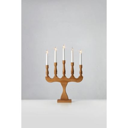 Markslöjd 706279 - Jul-ljusstake SVANEHOLM 5xE10/3W/230V furu/beige