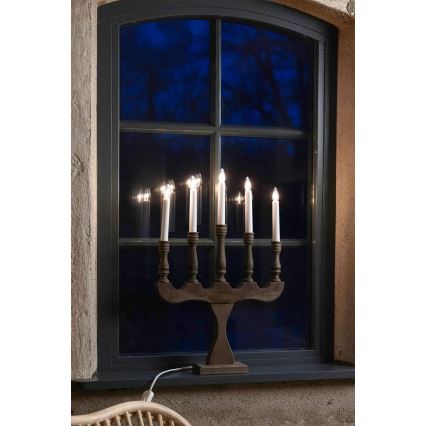 Markslöjd 706280 - Julstake SVANEHOLM 5xE10/3W/230V furu/brun