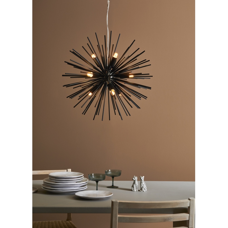 Marstlöjd 108048 - Ljusskrona med upphängningsrem  SOLEIL 9xE14/20W/230V svart 