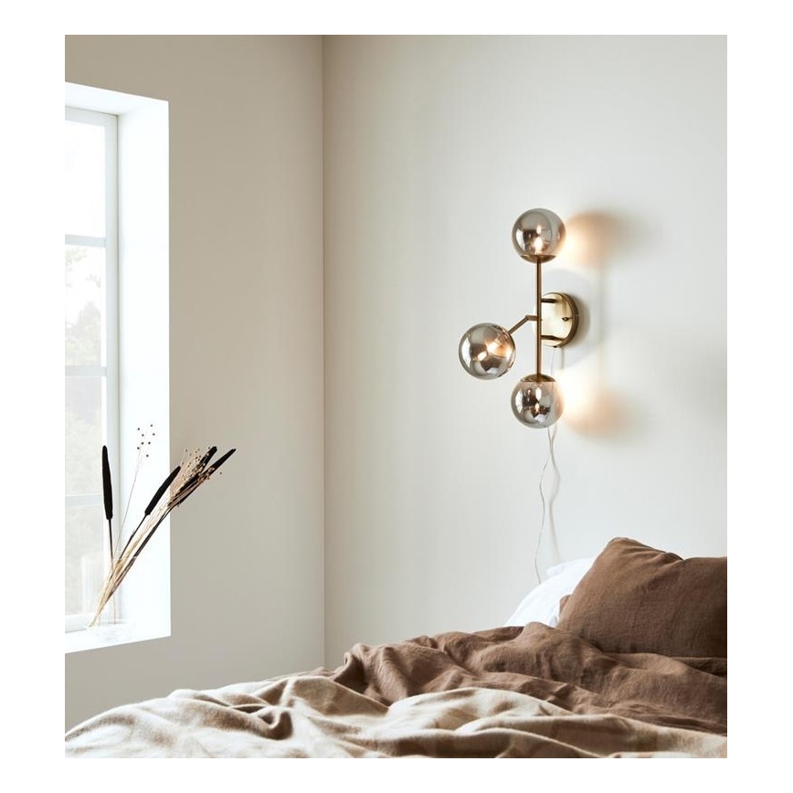 Marstlöjd 108253 - Vägglampa  TRINITY 3xG9/20W/230V gyllene /grå
