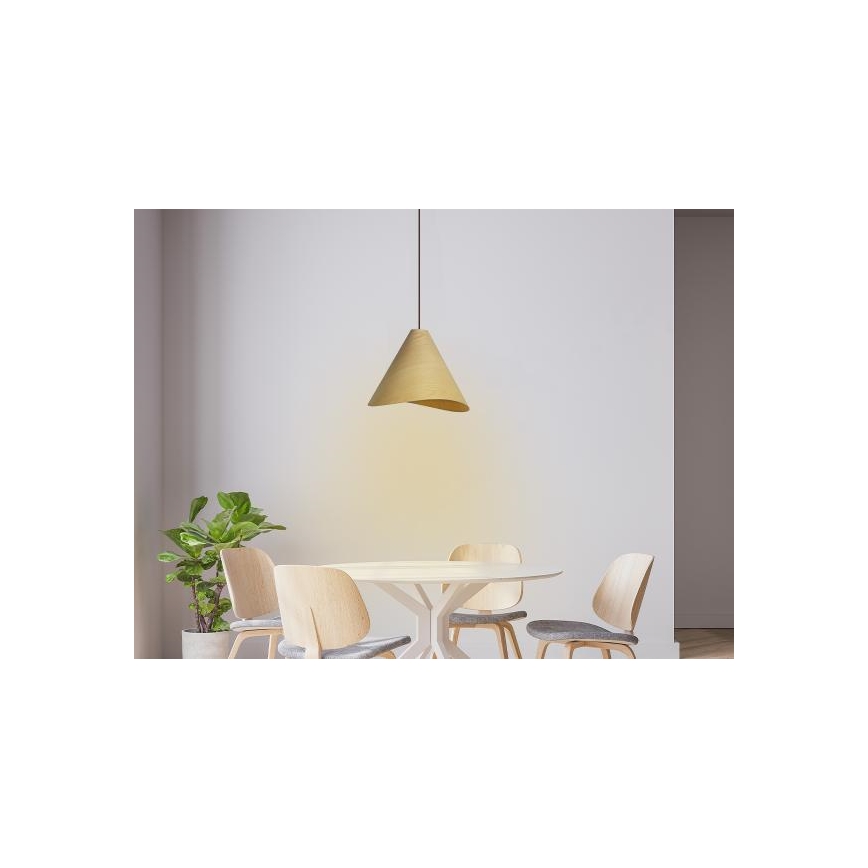 Massiv träpendel på sladd 1xE27/60W/230V Ø 33 cm ek/gummiträ