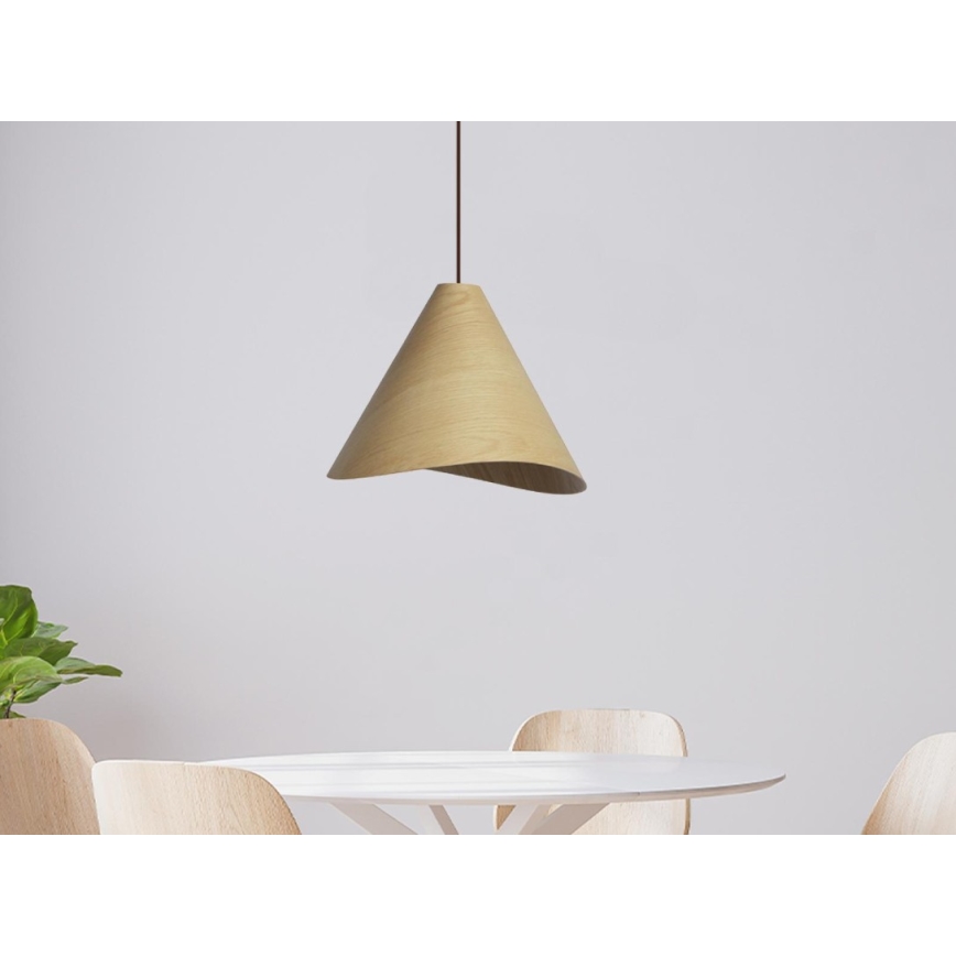 Massiv träpendel på sladd 1xE27/60W/230V Ø 33 cm ek/gummiträ