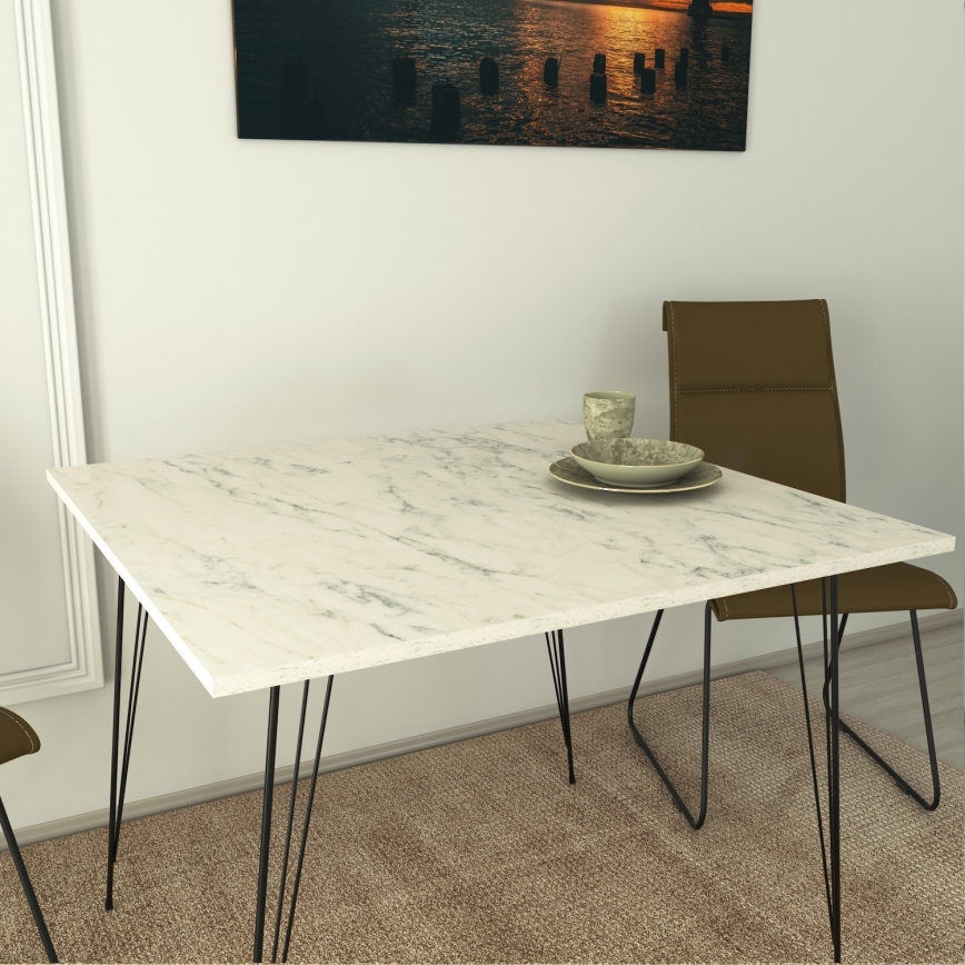 Matbord SANDALF 75x90 cm vit/svart