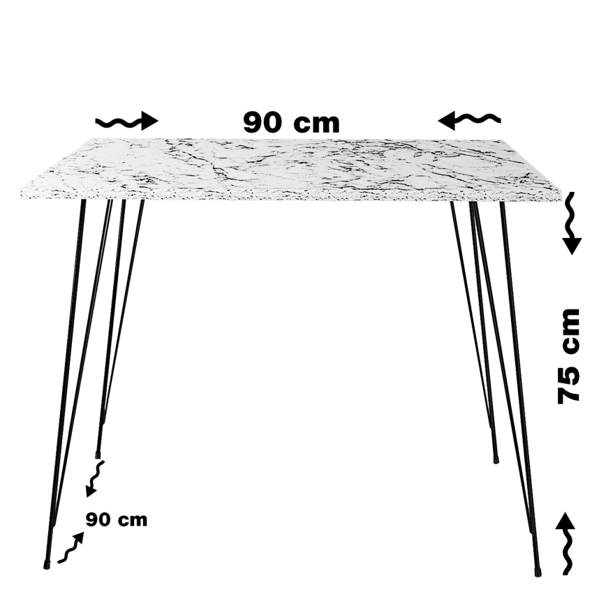Matbord SANDALF 75x90 cm vit/svart