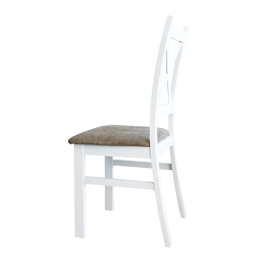 Matstol NATE vit/brun