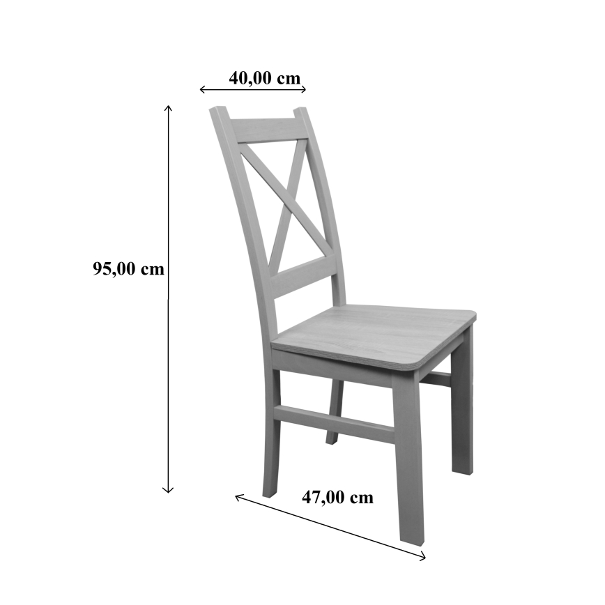 Matstol NATE vit/brun