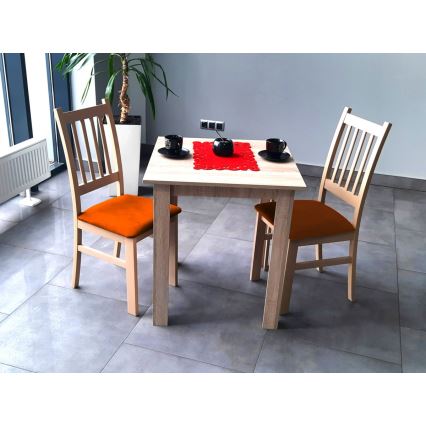 Matstol SIMON bok/orange