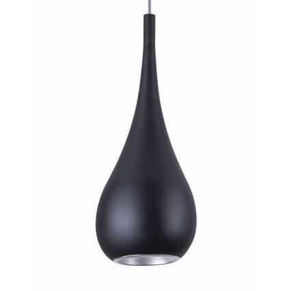 MAXLIGHT P0233 - Ljuskrona med textilsladd DROP 1xE27/40W/230V diameter 20 cm svart
