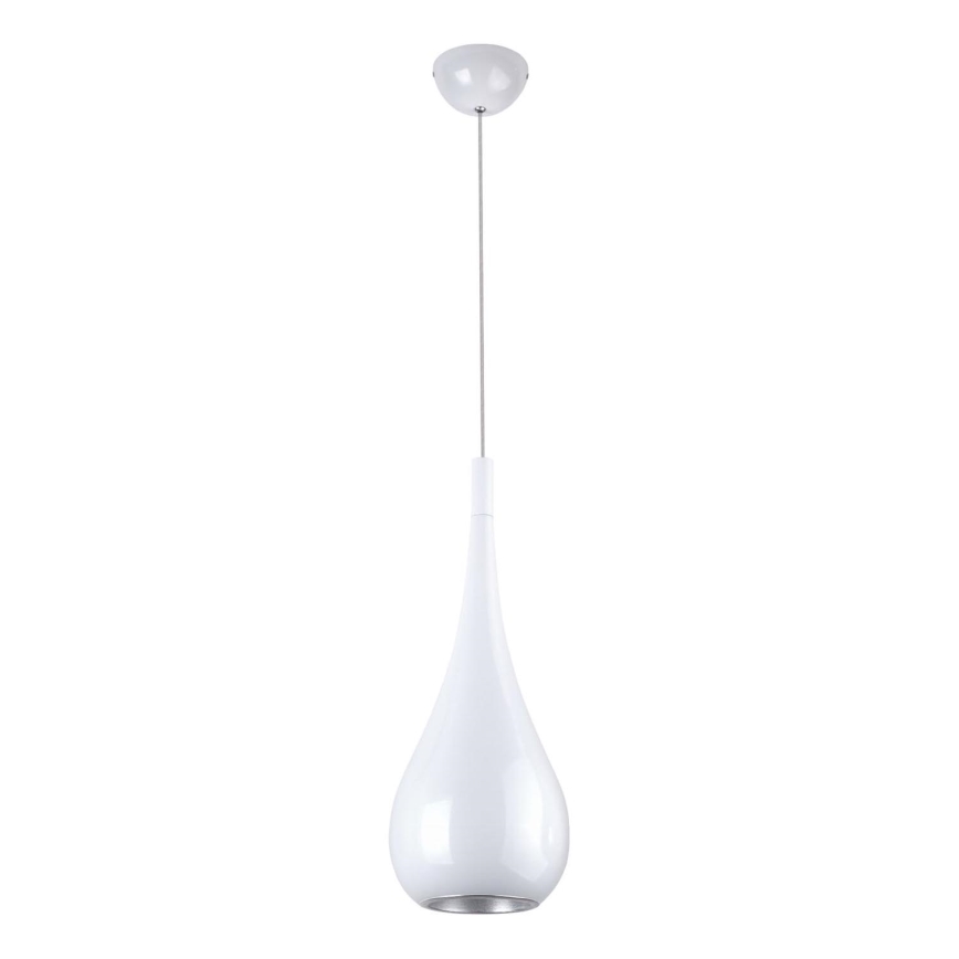 MAXLIGHT P0235 - Ljuskrona med textilsladd DROP 1xE27/40W/230V diameter 20 cm vit