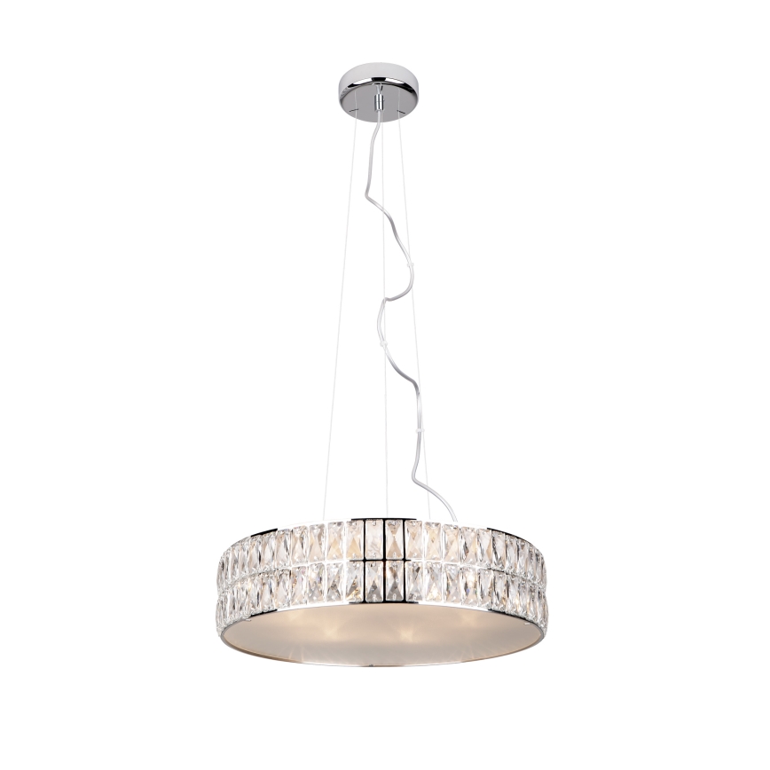 MAXLIGHT P0236 - Ljuskrona med textilsladd DIAMANTE 5xG9/42W/230V diameter 38 cm skinande krom