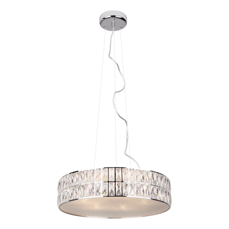MAXLIGHT P0236 - Ljuskrona med textilsladd DIAMANTE 5xG9/42W/230V diameter 38 cm skinande krom