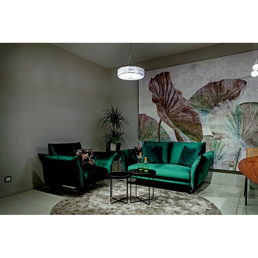 MAXLIGHT P0238 - Ljuskrona med textilsladd DIAMANTE 6xG9/42W/230V diameter 46 cm skinande krom