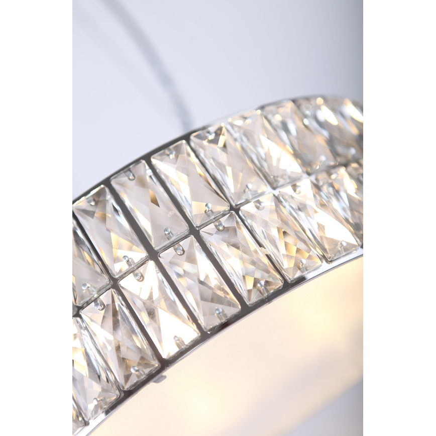MAXLIGHT P0238 - Ljuskrona med textilsladd DIAMANTE 6xG9/42W/230V diameter 46 cm skinande krom