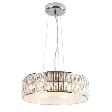 MAXLIGHT P0238 - Ljuskrona med textilsladd DIAMANTE 6xG9/42W/230V diameter 46 cm skinande krom