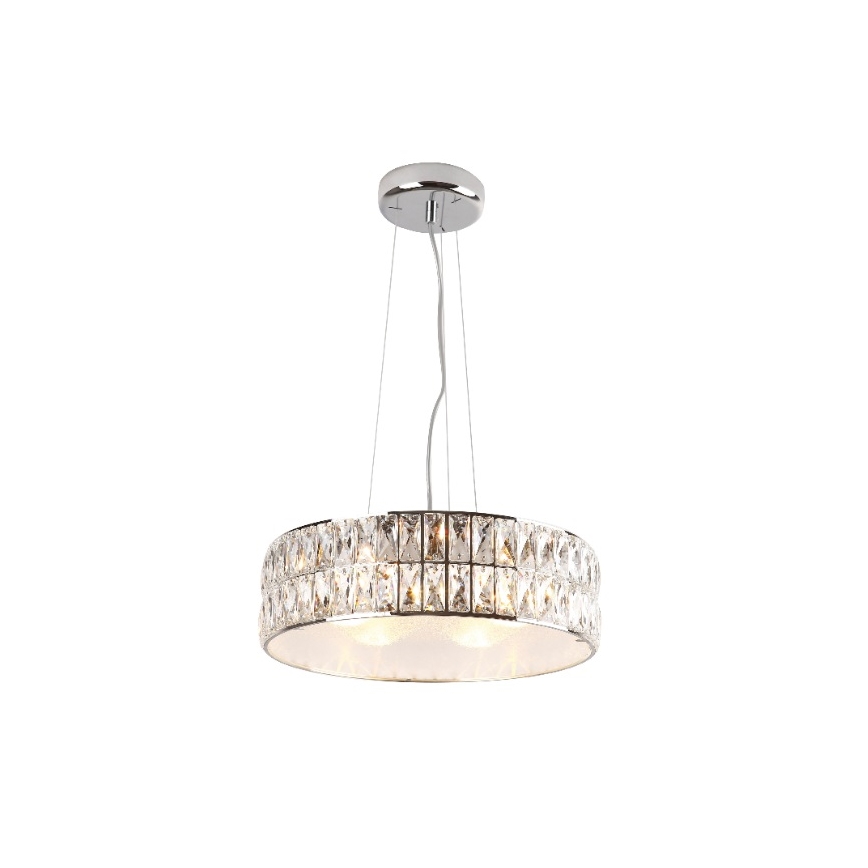 MAXLIGHT P0238 - Ljuskrona med textilsladd DIAMANTE 6xG9/42W/230V diameter 46 cm skinande krom