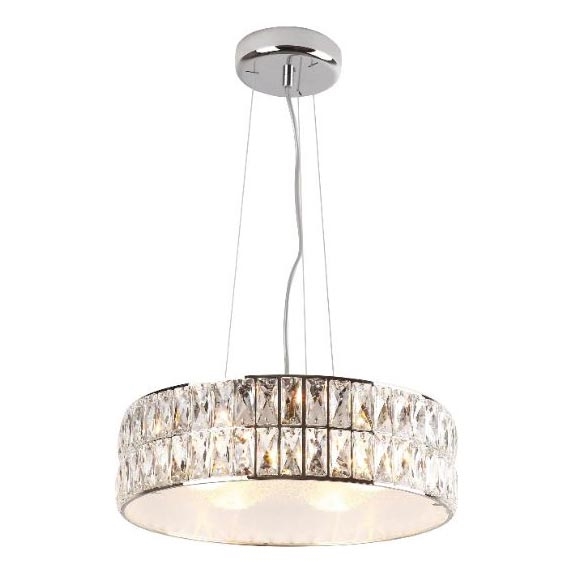 MAXLIGHT P0238 - Ljuskrona med textilsladd DIAMANTE 6xG9/42W/230V diameter 46 cm skinande krom