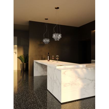 MAXLIGHT P0259 - Ljuskrona med textilsladd MONACO 9xG9/40W/230V diameter 42 cm skinande krom