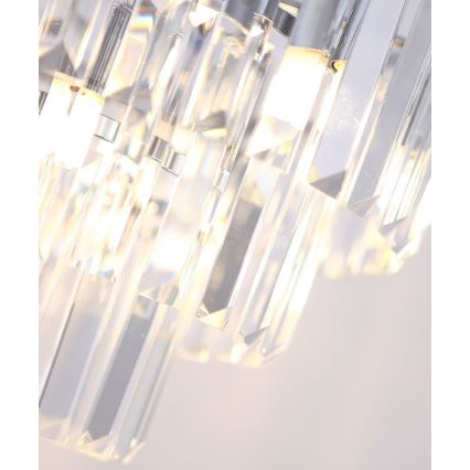 MAXLIGHT P0259 - Ljuskrona med textilsladd MONACO 9xG9/40W/230V diameter 42 cm skinande krom