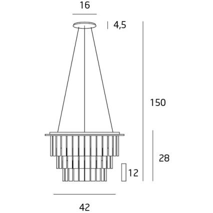 MAXLIGHT P0259 - Ljuskrona med textilsladd MONACO 9xG9/40W/230V diameter 42 cm skinande krom