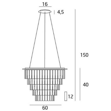 MAXLIGHT P0260 - Ljuskrona med textilsladd MONACO 15xG9/40W/230V diameter 60 cm skinande krom