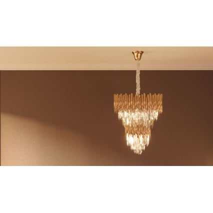 MAXLIGHT P0283 - Ljuskrona på kedja VOGUE 16xE14/40W/230V diameter 60 cm guld