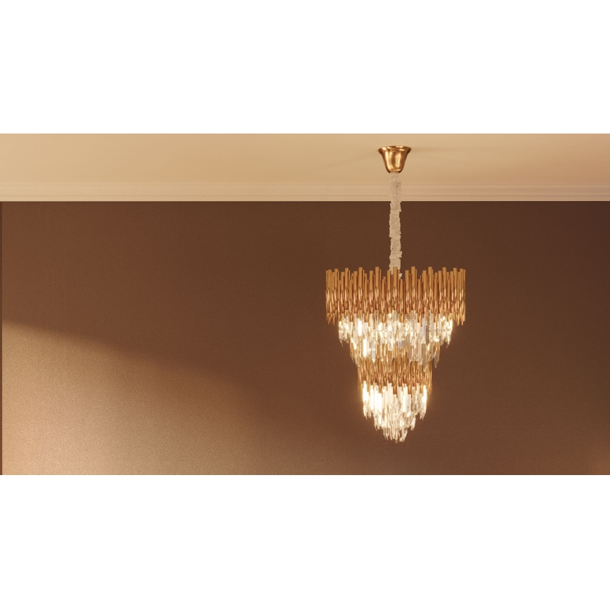MAXLIGHT P0283 - Ljuskrona på kedja VOGUE 16xE14/40W/230V diameter 60 cm guld