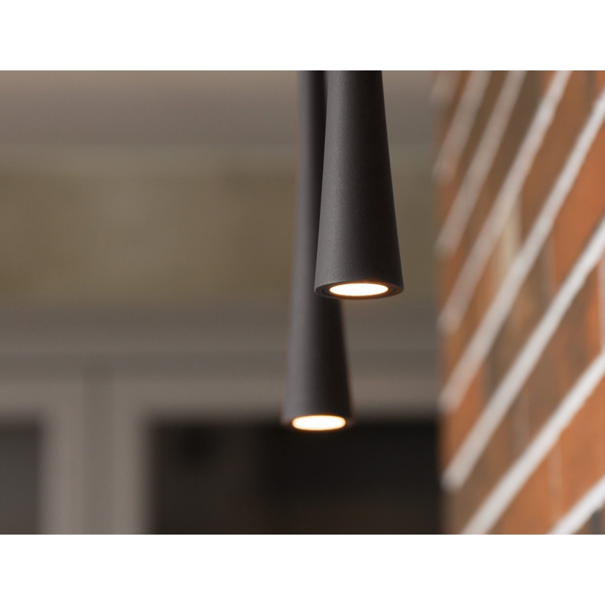 MAXLIGHT P0372 - LED ljuskrona med textilsladd KAFFE LED/7W/230V diameter 3 cm svart