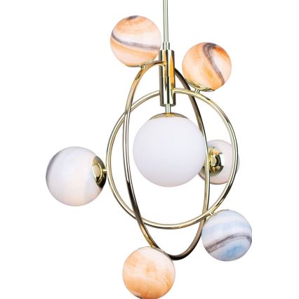 MAXLIGHT P0378 - Pendelkrona COSMOS 7xG9/40W/230V guld