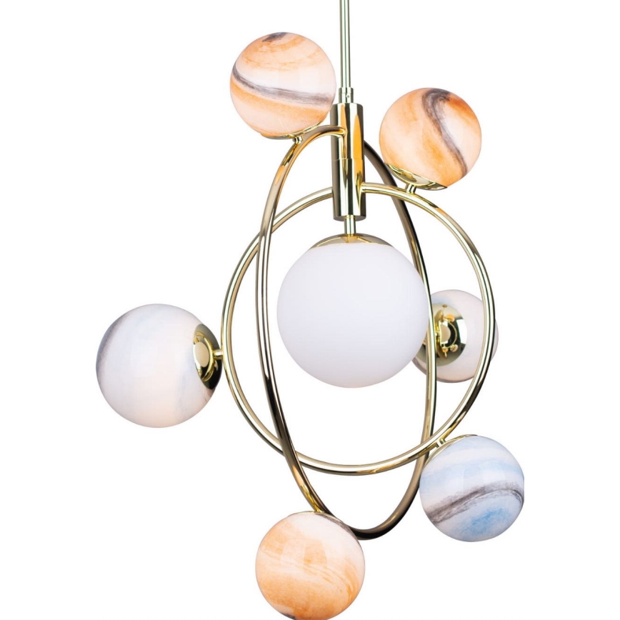 MAXLIGHT P0378 - Pendelkrona COSMOS 7xG9/40W/230V guld