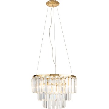 MAXLIGHT P0423 - Ljuskrona med textilsladd MONACO 9xG9/40W/230V diameter 42 cm guld