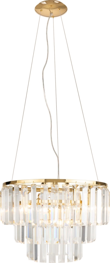 MAXLIGHT P0423 - Ljuskrona med textilsladd MONACO 9xG9/40W/230V diameter 42 cm guld