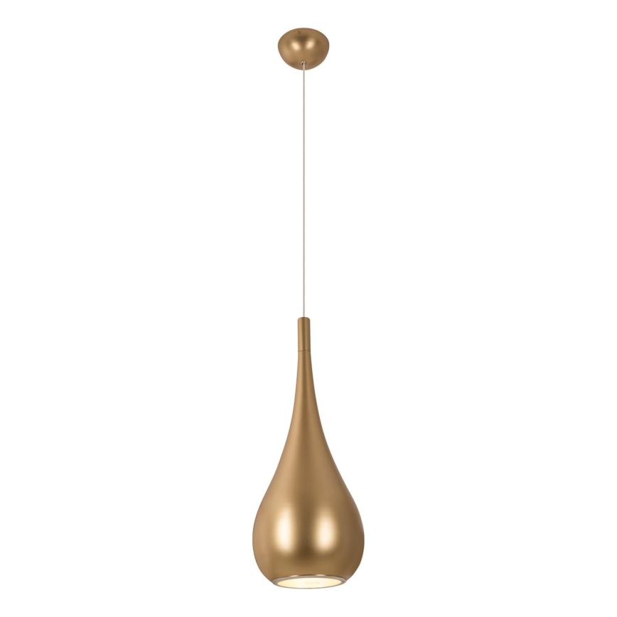 MAXLIGHT P0436 - Ljuskrona med textilsladd DROP 1xE27/40W/230V diameter 20 cm guld