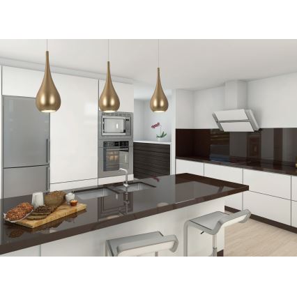 MAXLIGHT P0436 - Ljuskrona med textilsladd DROP 1xE27/40W/230V diameter 20 cm guld