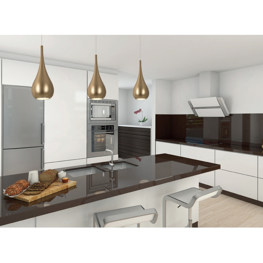 MAXLIGHT P0436 - Ljuskrona med textilsladd DROP 1xE27/40W/230V diameter 20 cm guld