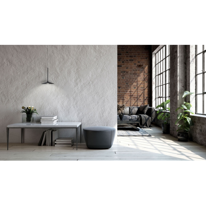 MAXLIGHT P0456 - LED ljuskrona med textilsladd HANA LED/6W/230V diameter 17,5 cm svart