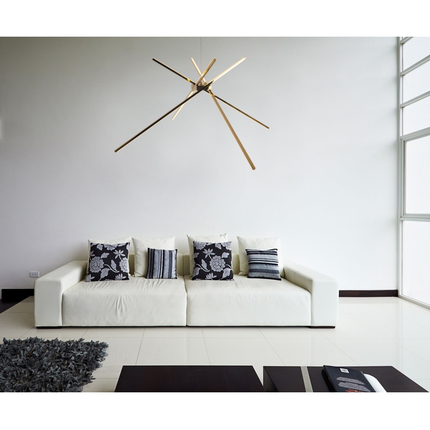 MAXLIGHT P0457 - LED ljuskrona med textilsladd SPINDEL LED/33W/230V guld