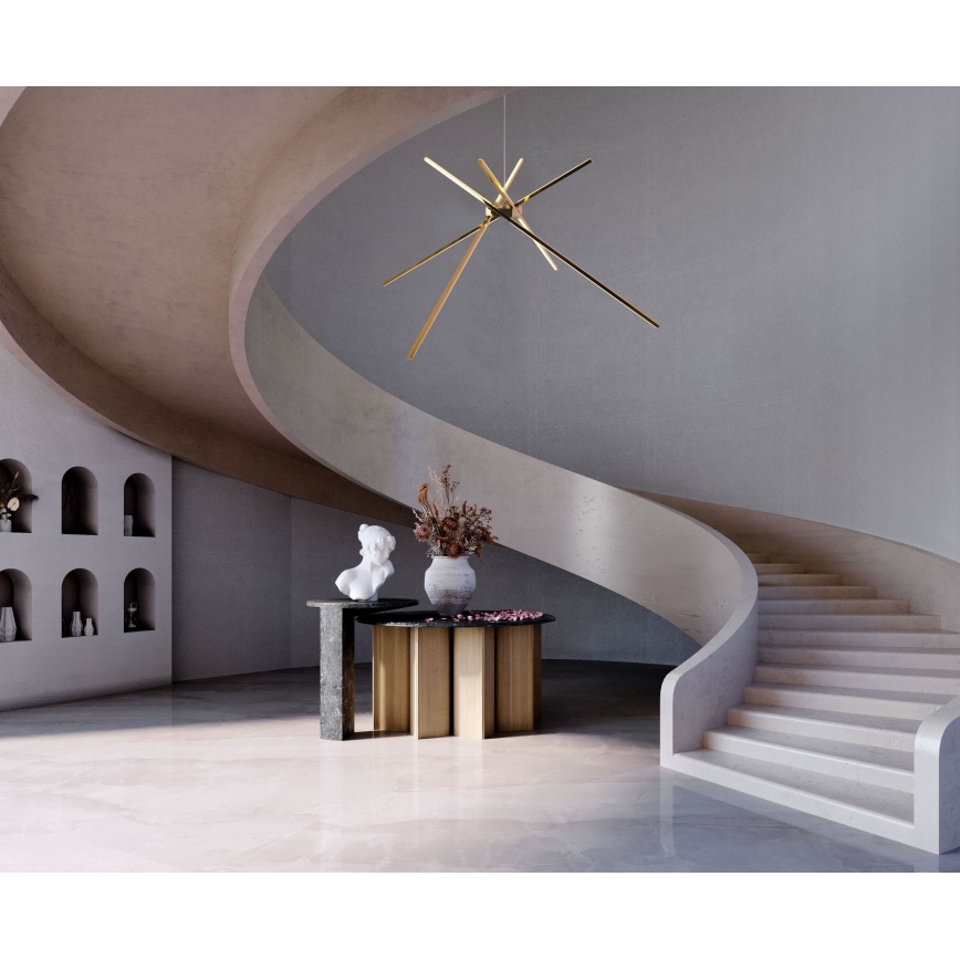 MAXLIGHT P0457 - LED ljuskrona med textilsladd SPINDEL LED/33W/230V guld
