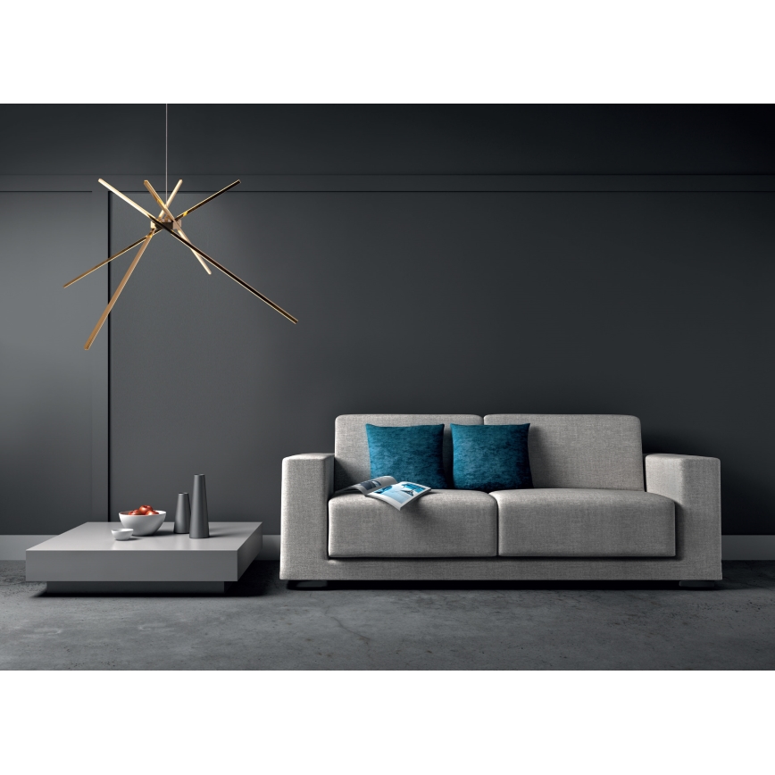 MAXLIGHT P0457 - LED ljuskrona med textilsladd SPINDEL LED/33W/230V guld